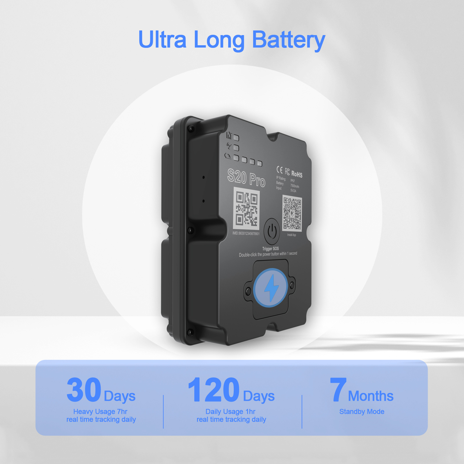 Long Battery 4G GPS Vehicle Tracker - Up To 30 Days Standby, Real-Time Tracking, Magnetic & Waterproof, Subscription Required photo 3