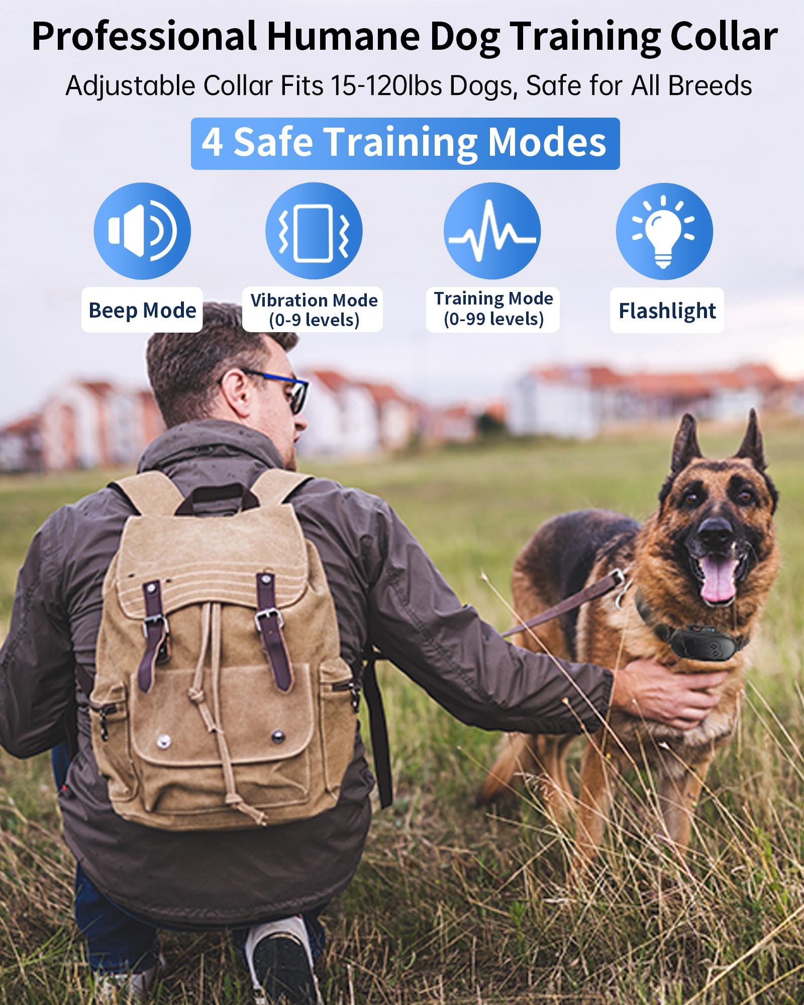 Dog Shock Collar With Remote Control, Waterproof Dog Training Collar Bk 2000FT Range, 4 Training Modes, Security Lock, Rechargeable IPX7 Waterproof Receiver, Fits Small Medium Large Dogs 15-120 Lbs photo 3