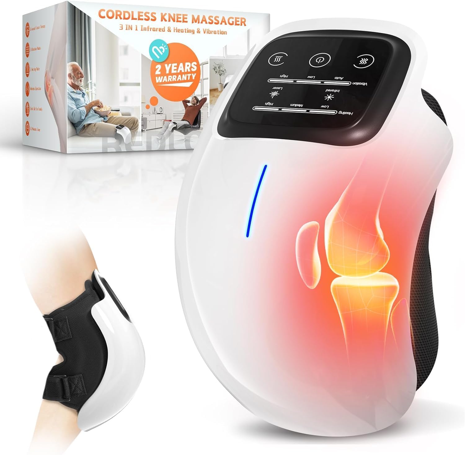 Knee Massager  For Pain Relief With Heat And Dual Red Light Therapy, Adjustable Straps, Memory Function, Relax Tight Muscles photo 3