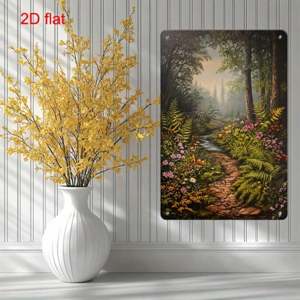 1pc Vintage Forest Path Metal Sign 7.9x11.8, Rustproof 2D Flat Poetic Plaque photo 4