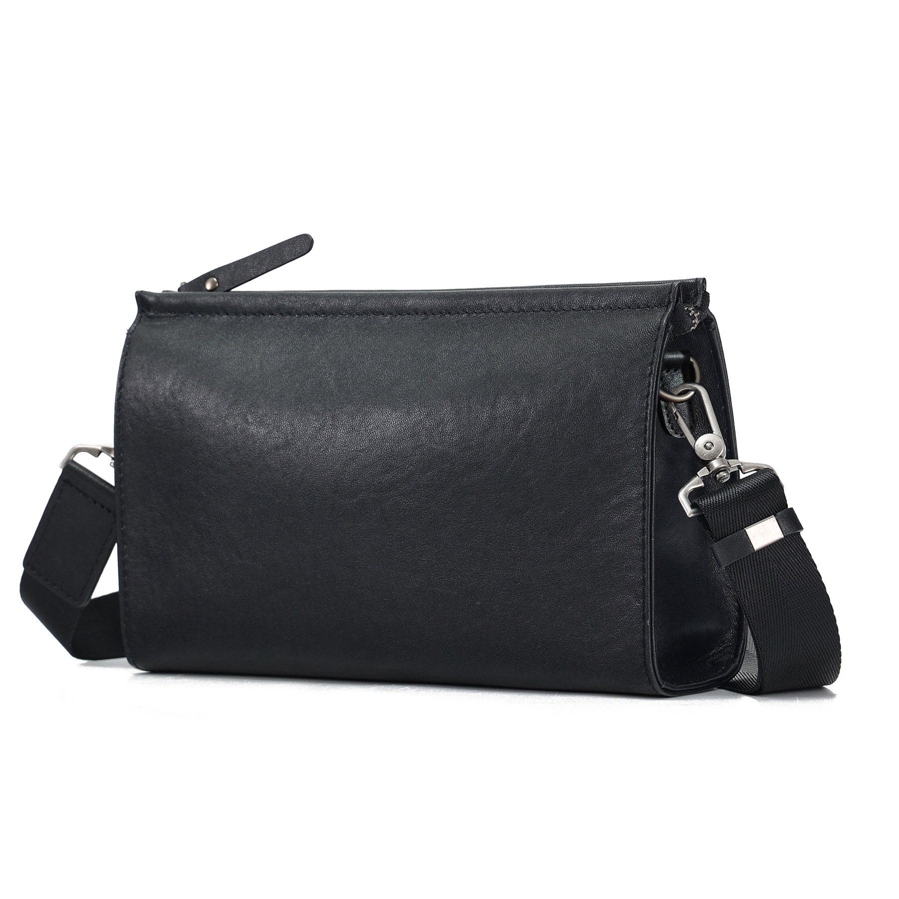 Leather Casual Trendy Brand Shoulder Bag, Men's Bag, Leather High-end Feeling, Men's Crossbody Bag, Multifunctional Business Handbag--6984Black photo 2