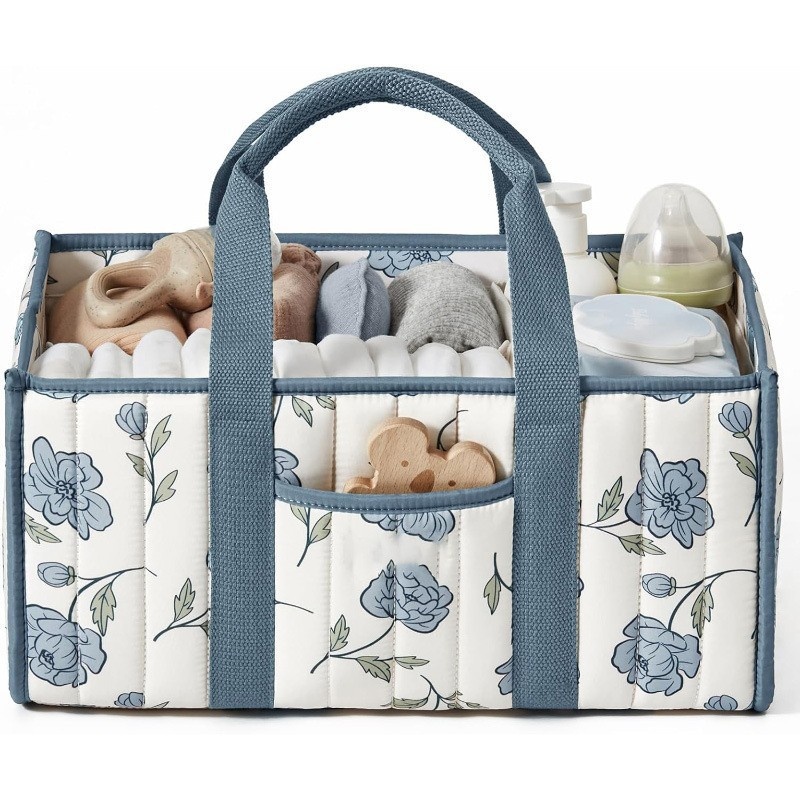 Handheld Portable Mommy Bag Large Capacity Professional Customized Maternal And Child Storage Bag Storage Bag - Milk Mist Blue Flower photo 1