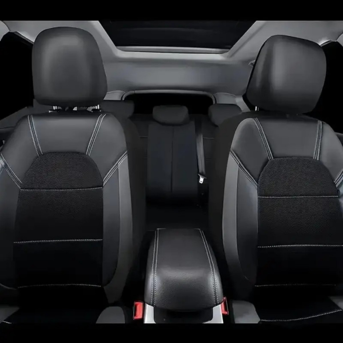5-Seat Car Seat Cover, Single-Stitch Diamond Pattern, Quilted And Embroidered, Synthetic Leather, PVC Leather, Exported To Europe And America photo 7