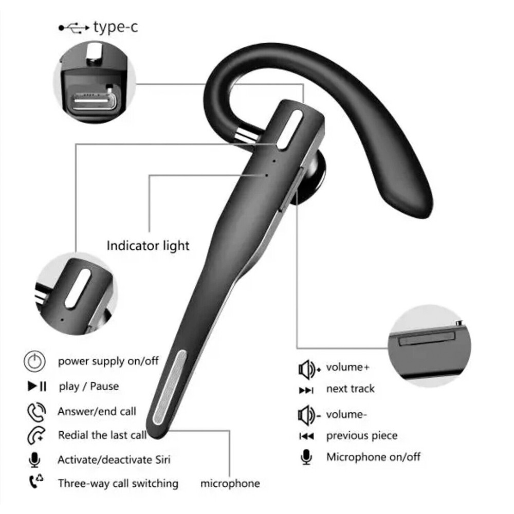 Bluetooth Wireless Headphones Business Trucker Handsfree Earpiece Headset Mic AU photo 6