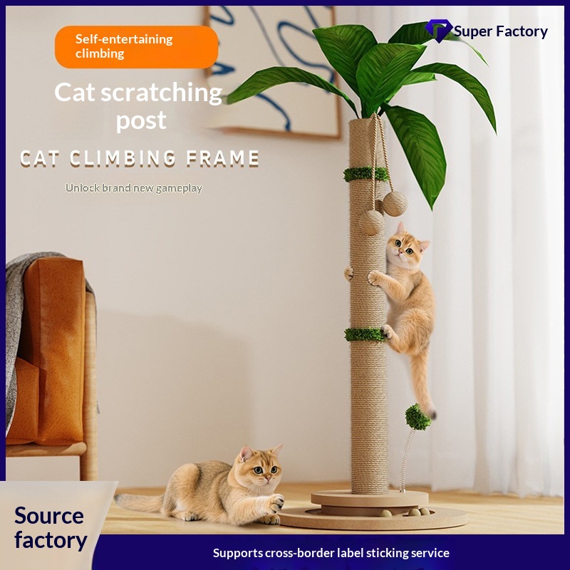 Cat Climbing Frame With Solid Wood Scratching Board, Durable Scratch-Resistant Cat Teaser Stick, Not Easy To Shed Debris, Cat Toy, Pet Supplies, Cross-Border Hot Seller photo 4