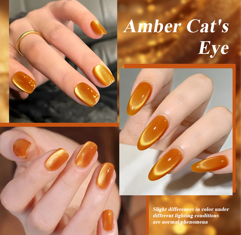 MS RAINBOW Amber Gold Cat Eye Gel Polish 04, Magnetic Nail Gel, 8ml Soak Off UV LED Nail Art Gel photo 4