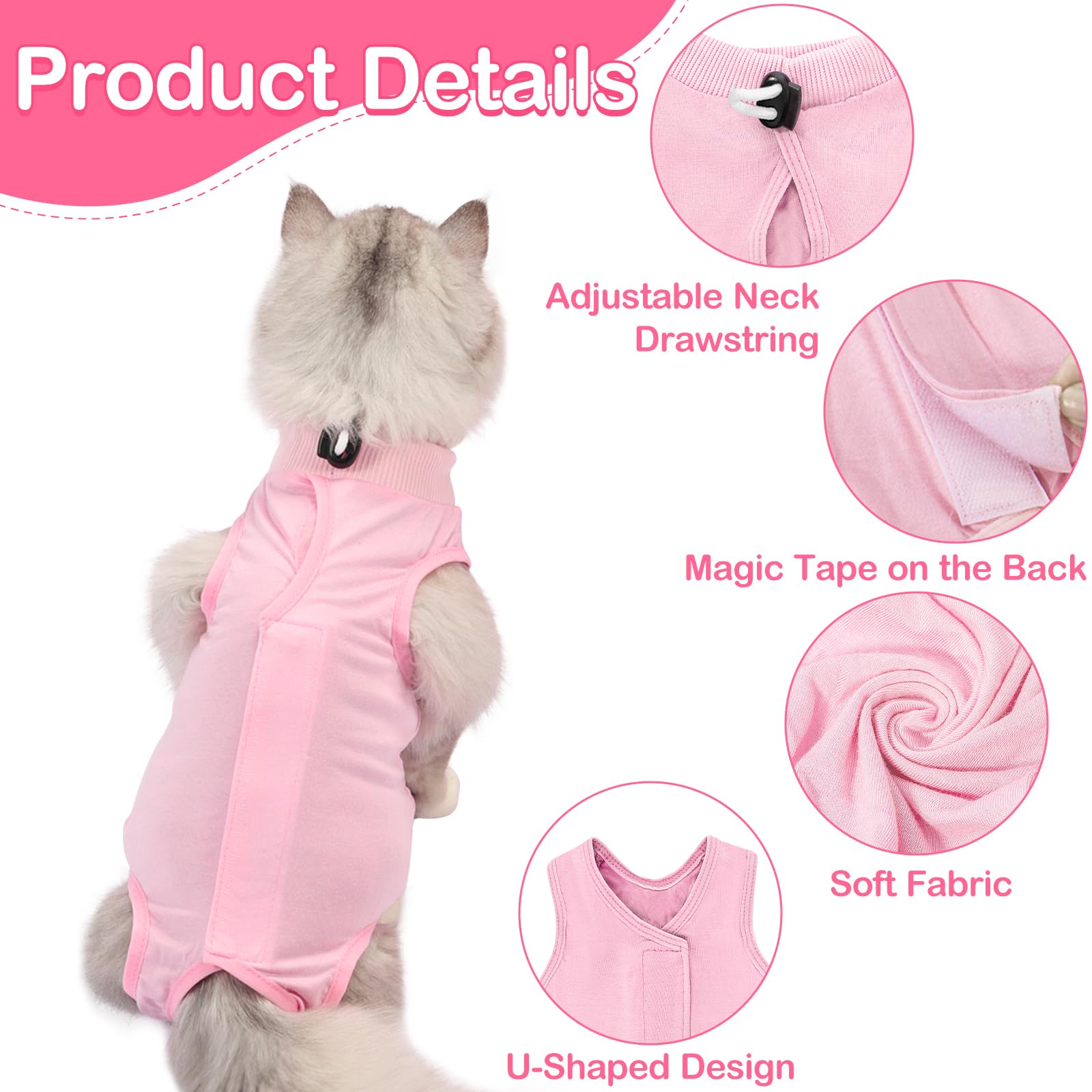 Cat Recovery Suit Cat Onesie For Cats After Surgery For Abdominal Wounds  Cat Onesie For Cats After Surgery Female, Kitten Recovery Suit, Soft E-Collar  After Spay Bodysuit Anti Licking photo 2