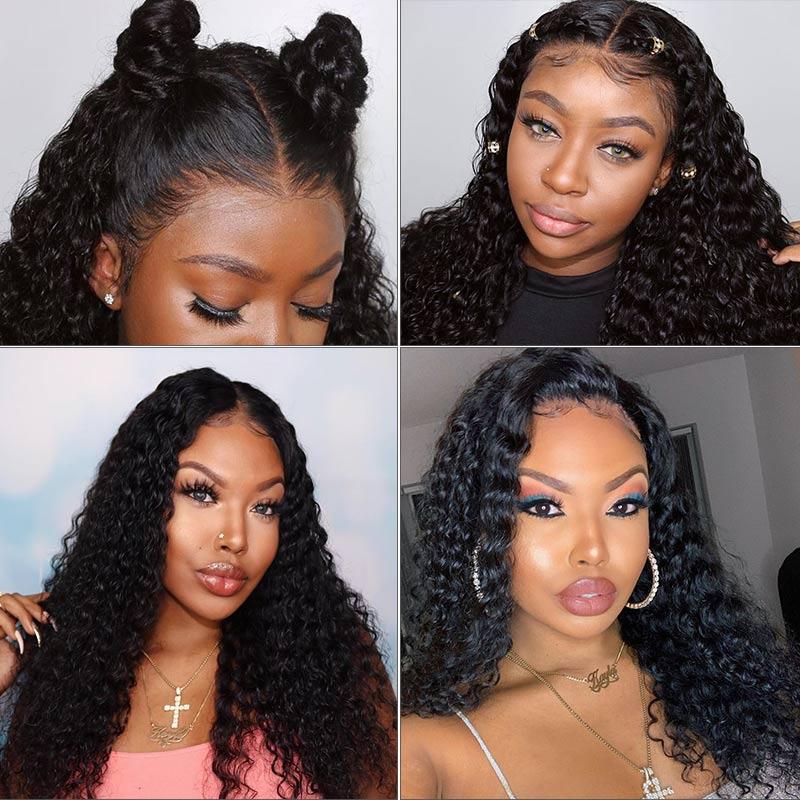 13x4 Lace Front Human Hair Wig Natural Color Deep Wave Density photo 5