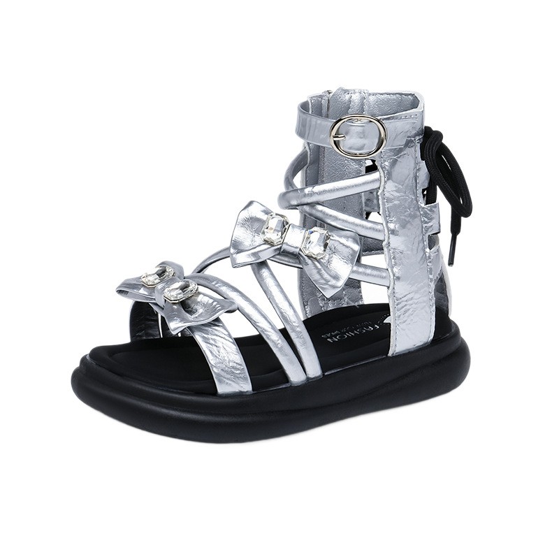 2026 Summer New Girls Roman Sandals, Bow Princess Style Soft Sole Non-slip Kids Roman Boots, Korean Fashion photo 4