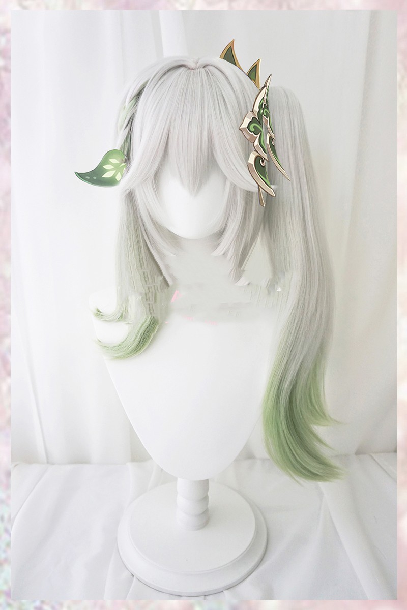 Grass God Nasida Gradient Simulation Scalp Single Ponytail Cosplay Wig photo 3