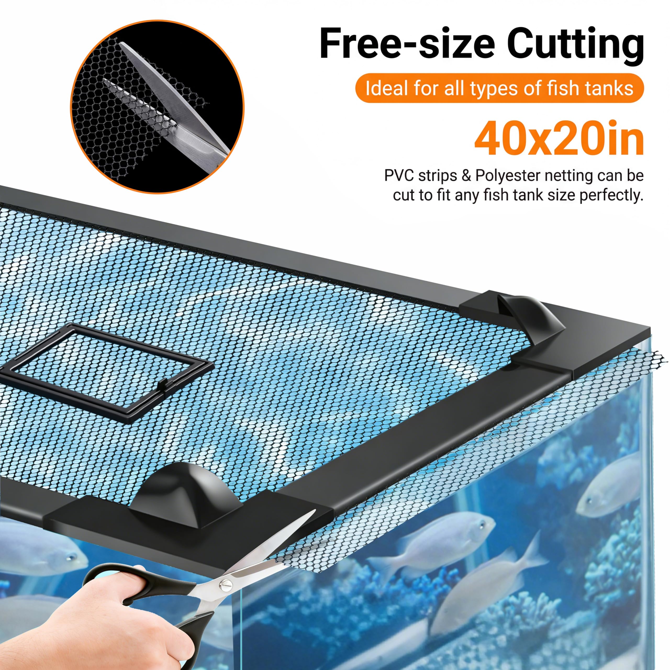 Magnetic Aquarium Lid Fish Tank Top Cover Hood Anti-Jumping Mesh Net For Fishs Tank Top Cover To Protect Fishes Jumping Out Of For Up To 40 Gallon Fish Tank photo 7