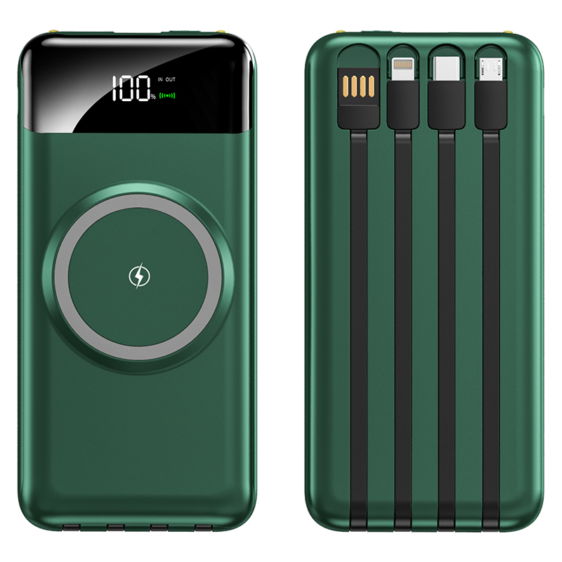 KP-711 Best-selling 10,000mAh Power Bank With Digital Battery Display Wireless Charging And 4 Built-in Cables In Stock photo 2