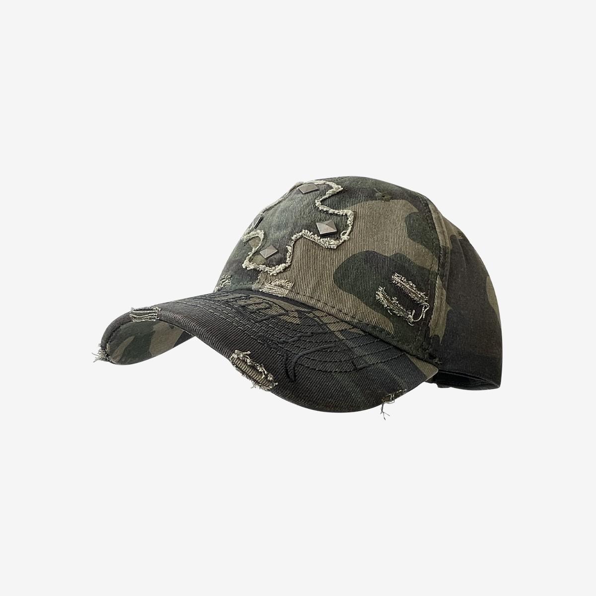 Vintage Distressed Water-washed Letter Baseball Cap With Korean-style Vintage Rivets And Curved Brim Fedora Hat With Soft Top, Trendy And Versatile Casual Hat photo 6