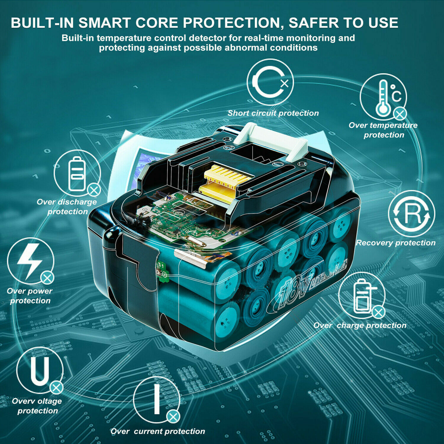 1 Piece 18V Li-ion Battery For  Cordless Multi Tool 2000mAH photo 2