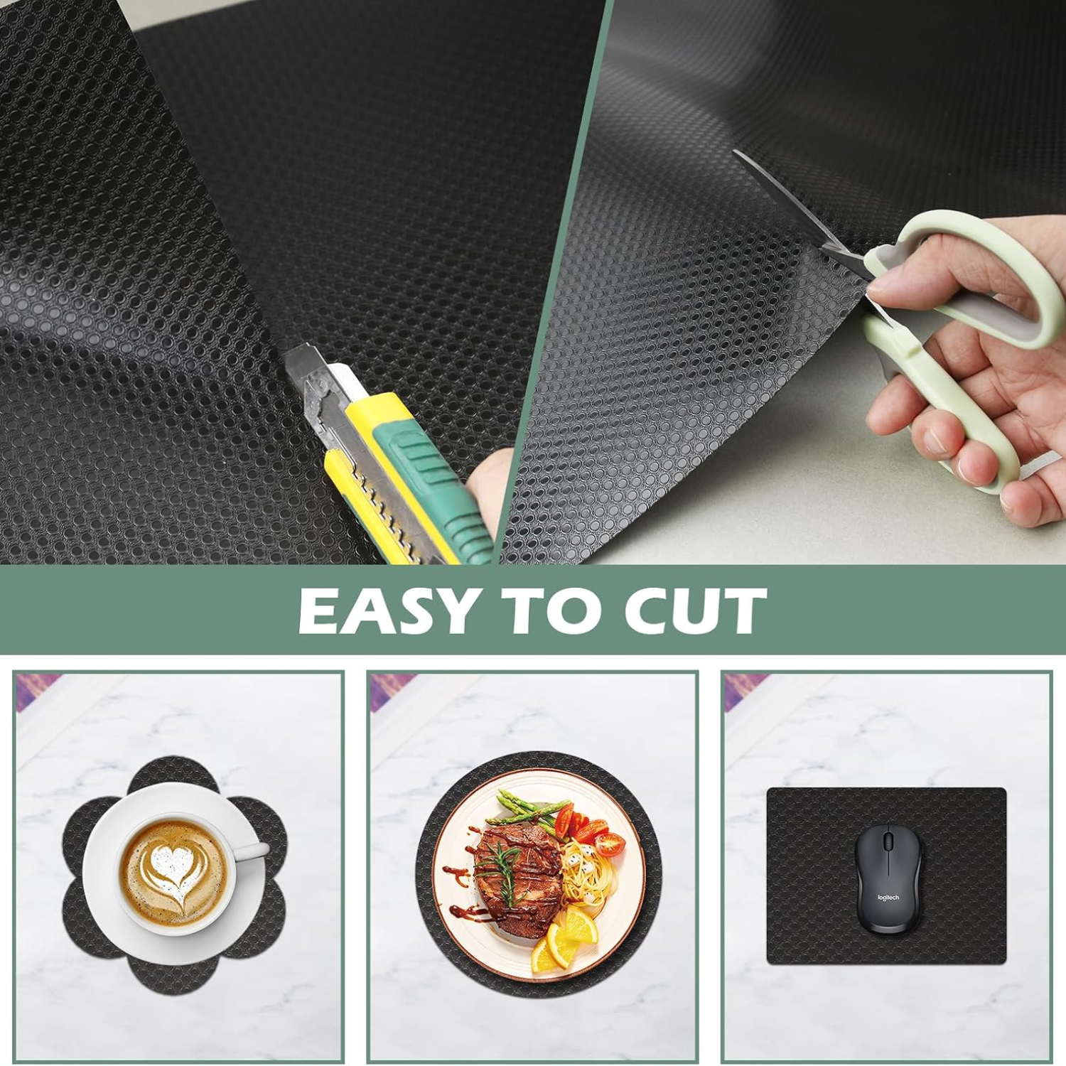 Shelf Liners Non-Adhesive Drawer Liner Waterproof Oil-Proof EVA Cabinet Fridge Liner Black 12 X 120 Inch photo 3
