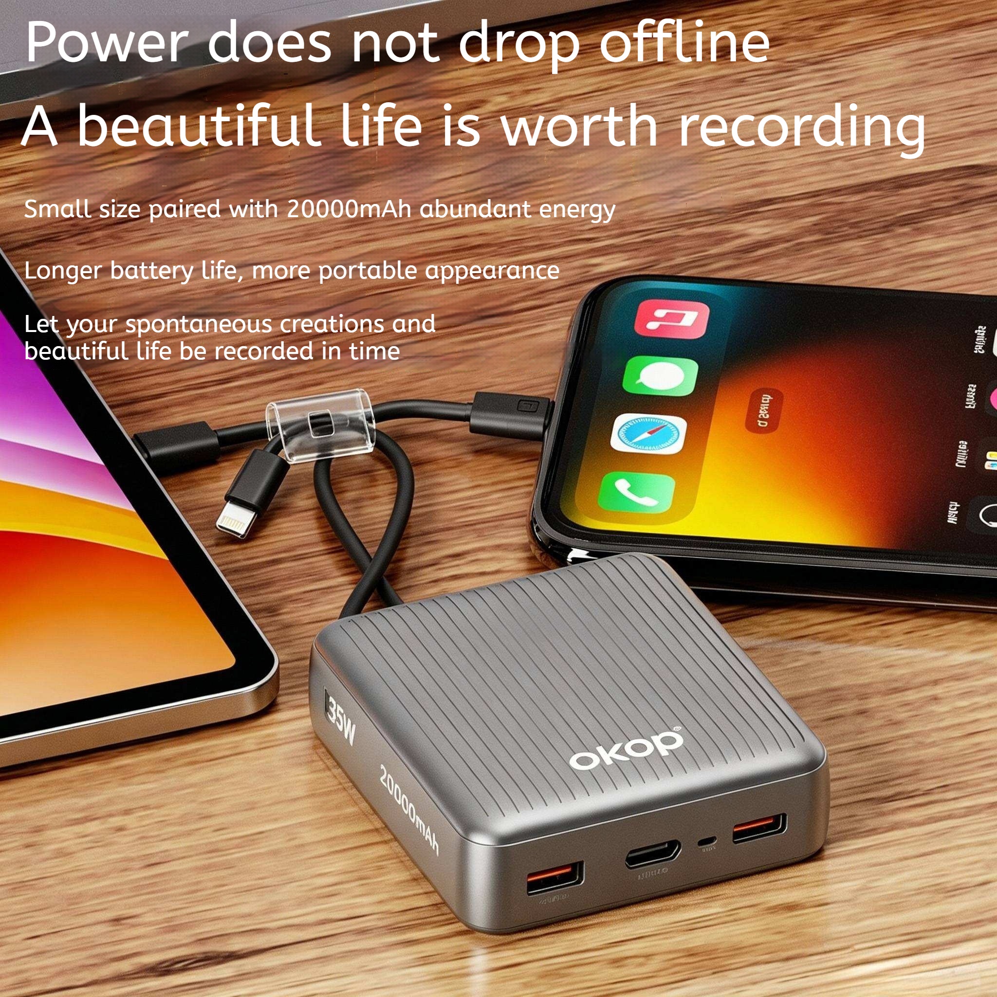 KP-724 20000mAh High-Capacity Power Bank With Digital Display Fast Charging 3C Certified Factory Stock Available photo 2