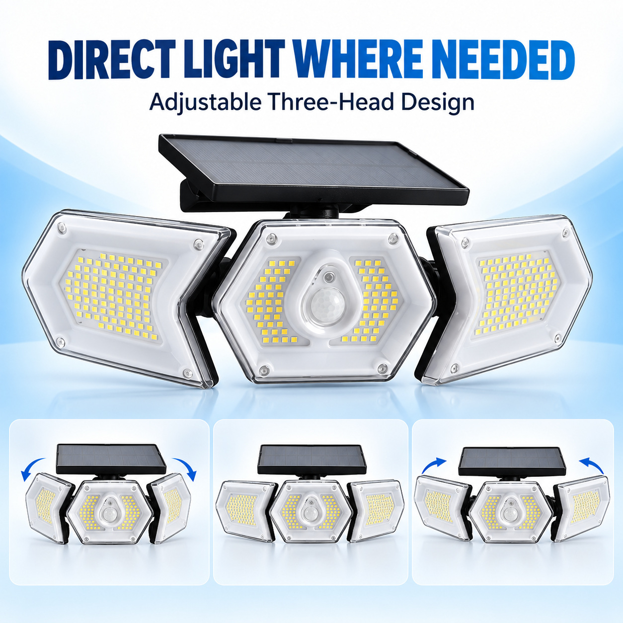Solar Powered Rechargeable Motion Sensor LED Work Light 1200mAh For Auto W774A Battery Street 1x photo 7