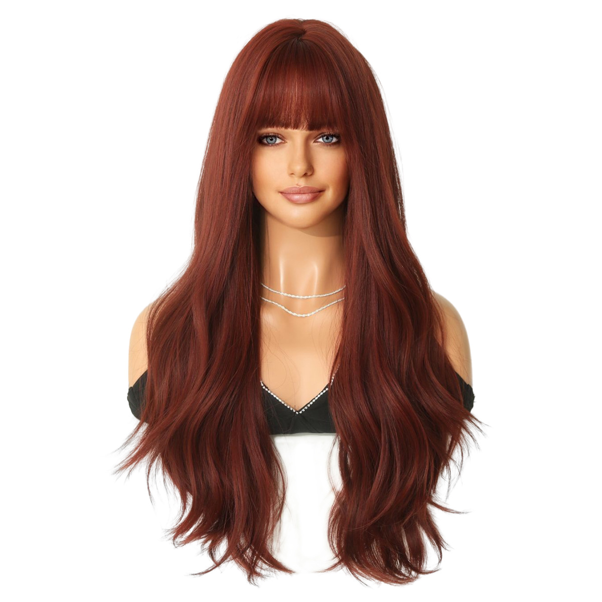 Long Curly Hair Wine Red Wig Cover Party Ball photo 4