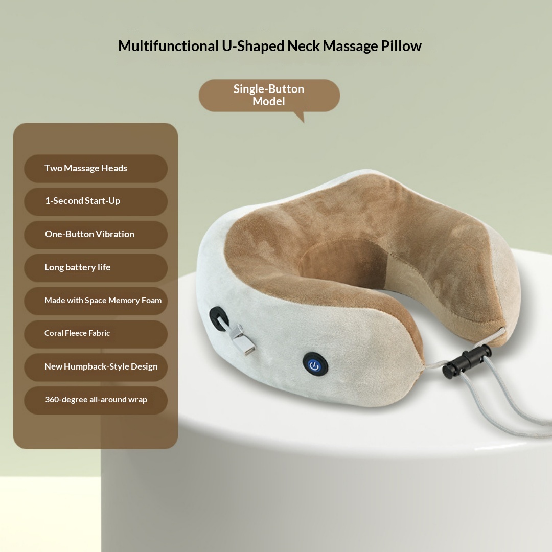 Multifunctional U-Shaped Pillow Memory Foam Portable Car Travel Electric Neck Cervical Spine Massager U-Shaped Massage Pillow photo 3