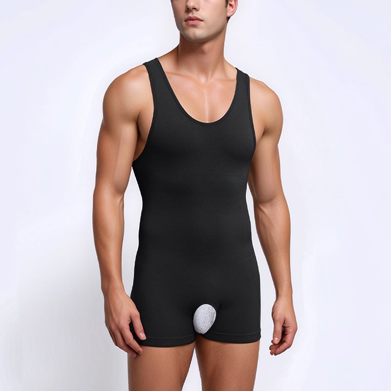 Men's Tummy Control Shapewear Bodysuit Plus Size Compression Boxer Shorts Slimming Waist Trainer Workout Body Shaper For Big & Tall photo 2
