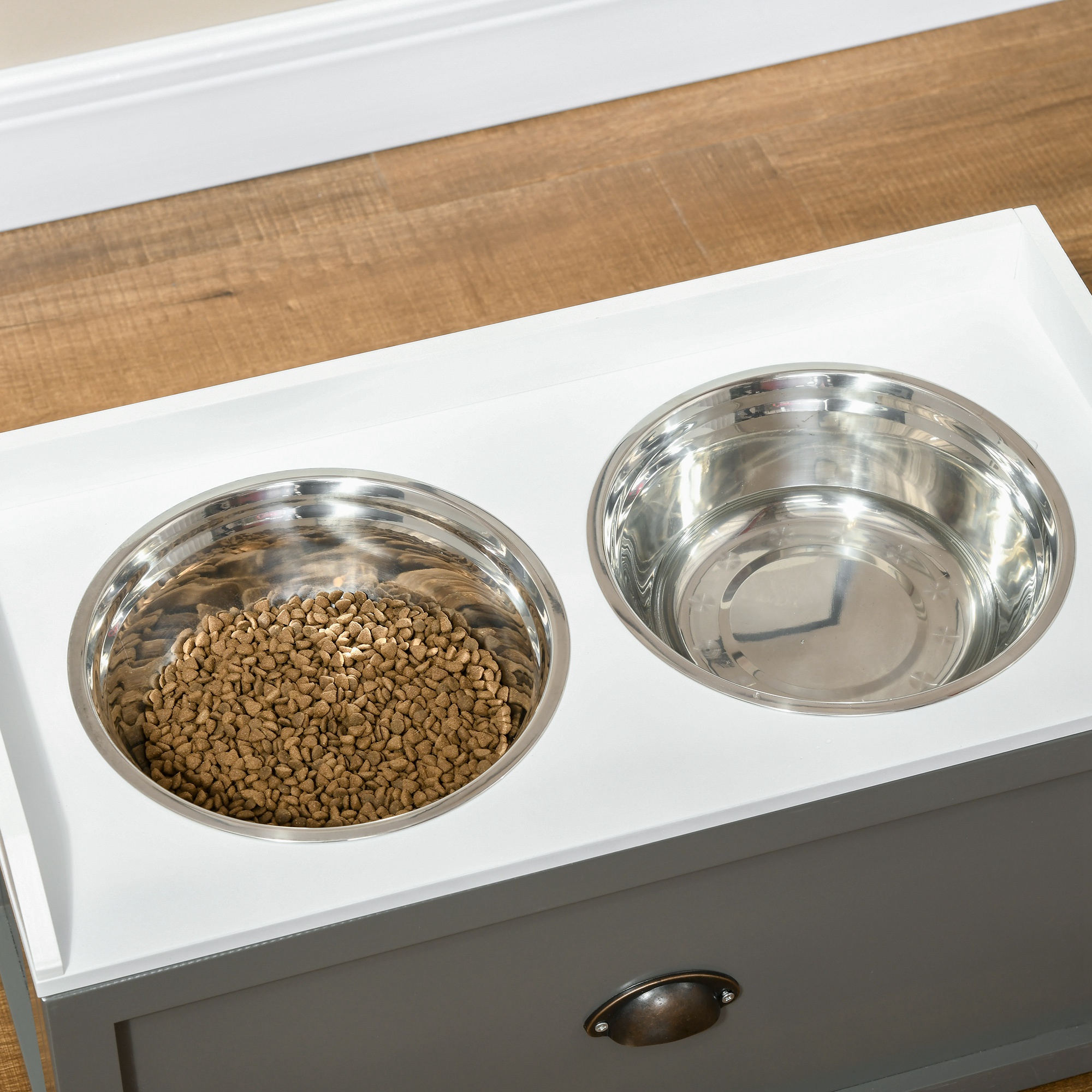 Stainless Steel Raised Dog Bowls, With 21L Storage Drawer For Large Dogs - Grey photo 7