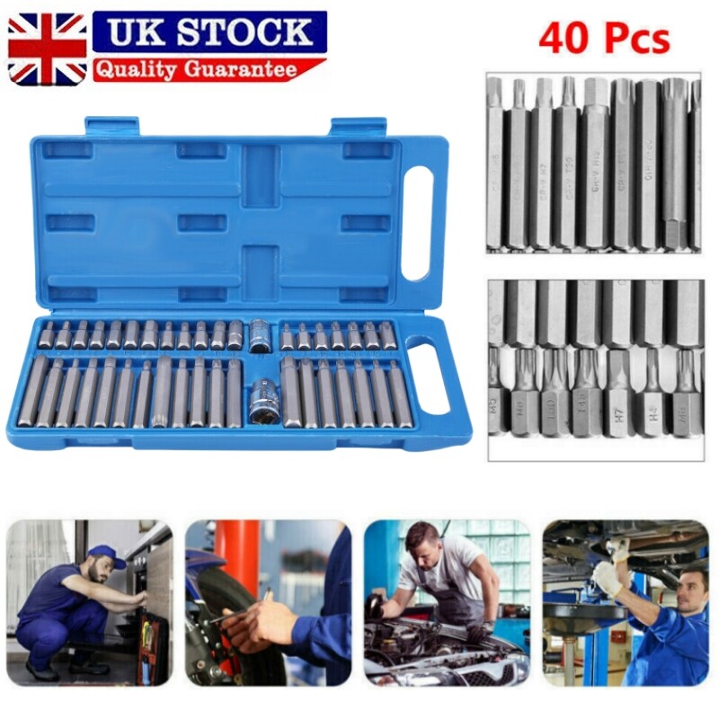 40 X Allen Key Torx Hex Star Spline Socket Bit Set Drive Car Repair Tool 1 2 3 8 photo 1