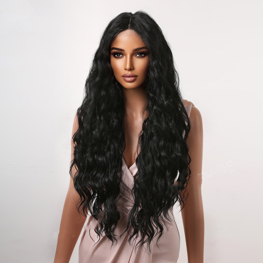 Domestic Silk High Temperature Silk Wig Woman With Long Curly Hair In The Middle photo 5