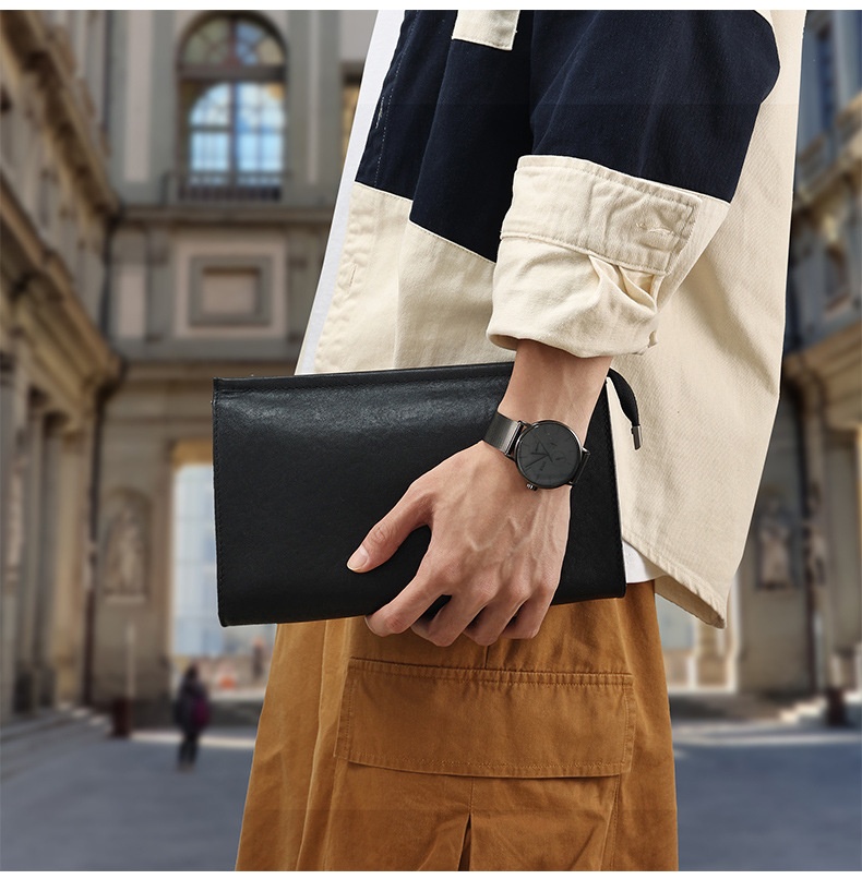 Leather Casual Trendy Brand Shoulder Bag, Men's Bag, Leather High-end Feeling, Men's Crossbody Bag, Multifunctional Business Handbag--6984Black photo 4