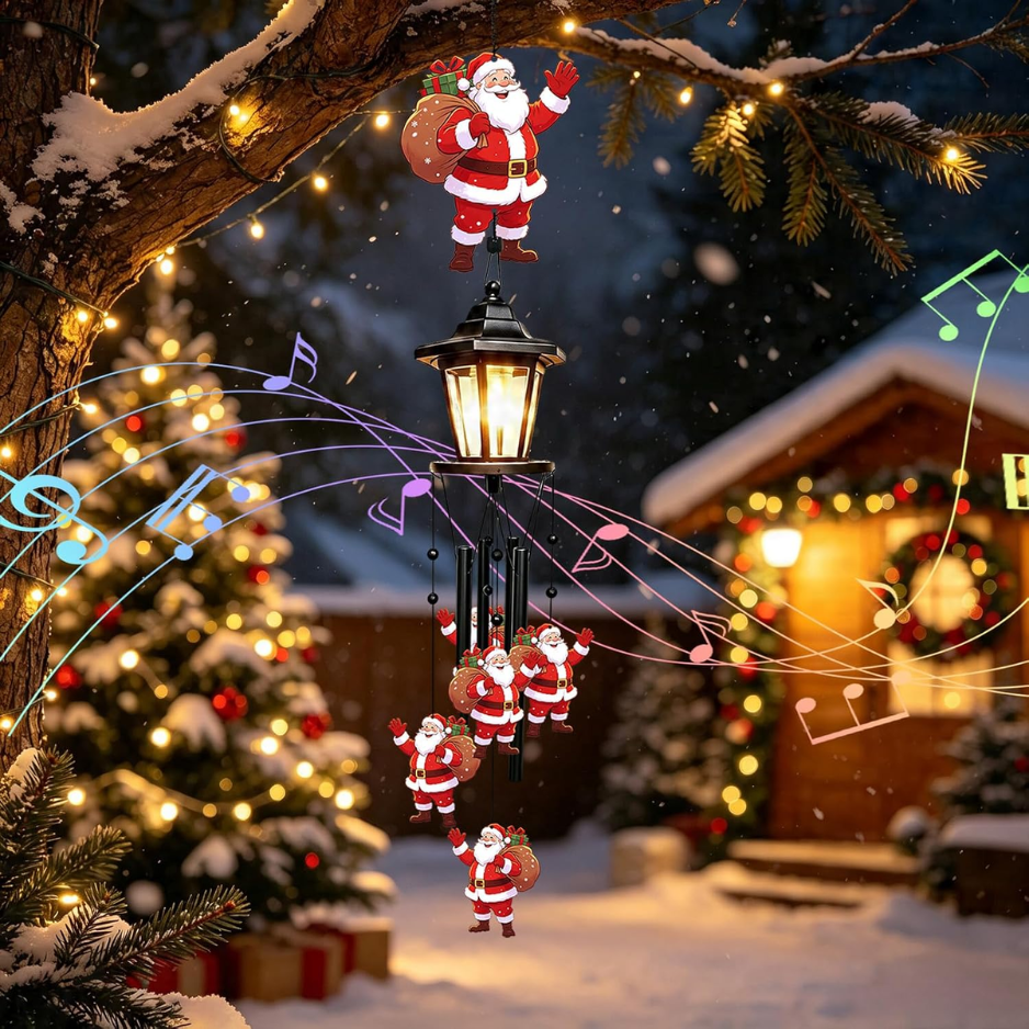 Santa Solar Christmas Wind Chimes, Outdoor Hanging Holiday Decor photo 3