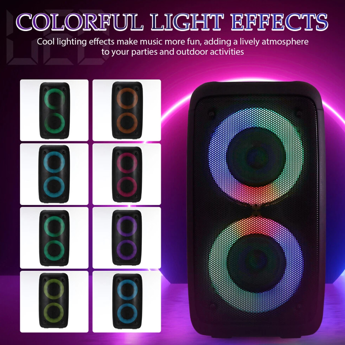 Portable Bluetooth Speaker Sub Woofer Heavy Bass Sound System Party & Mic photo 2