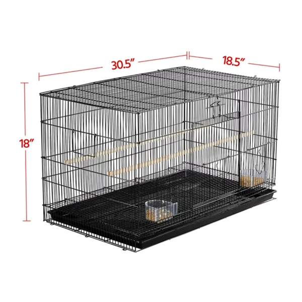 30.5inch Metal Cage With Wood Perches For Small Birds, Black photo 4