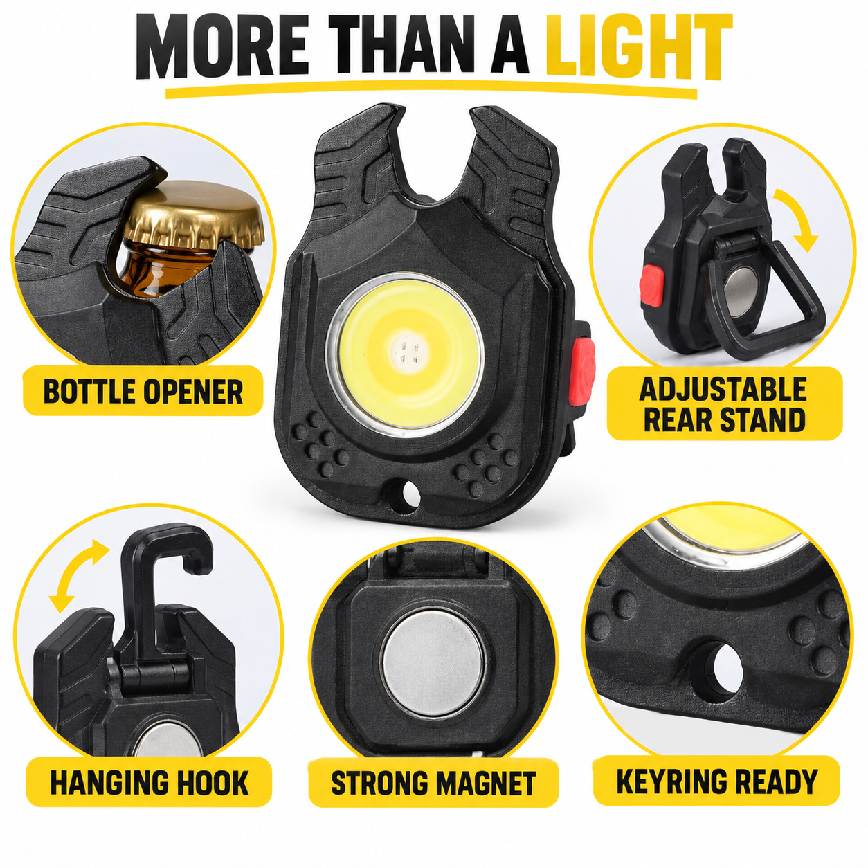Rechargeable Magnetic Battery Display Type C LED Work Light Hanging Hook W5129 500LM Flashlight Portable photo 7