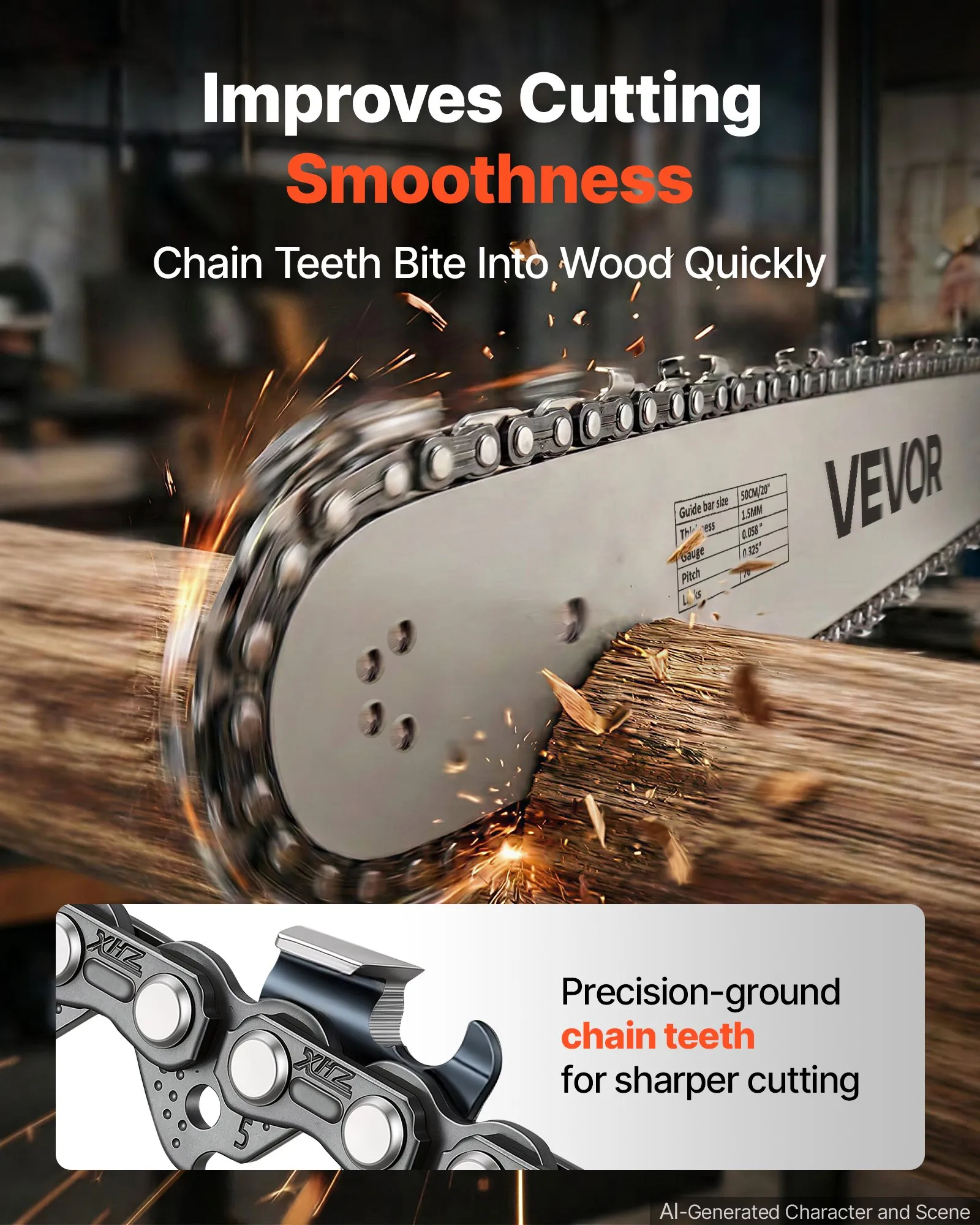 Gas Powered Chainsaw 18 & 20 Inch 58CC 3.22HP 2 Stroke Engine Saw, For Wood Cutting, Tree Trimming & Land Clearing, Throttle-Synced Choke, Power Chain Saw With Non-Slip Handle & Dual Tanks photo 5