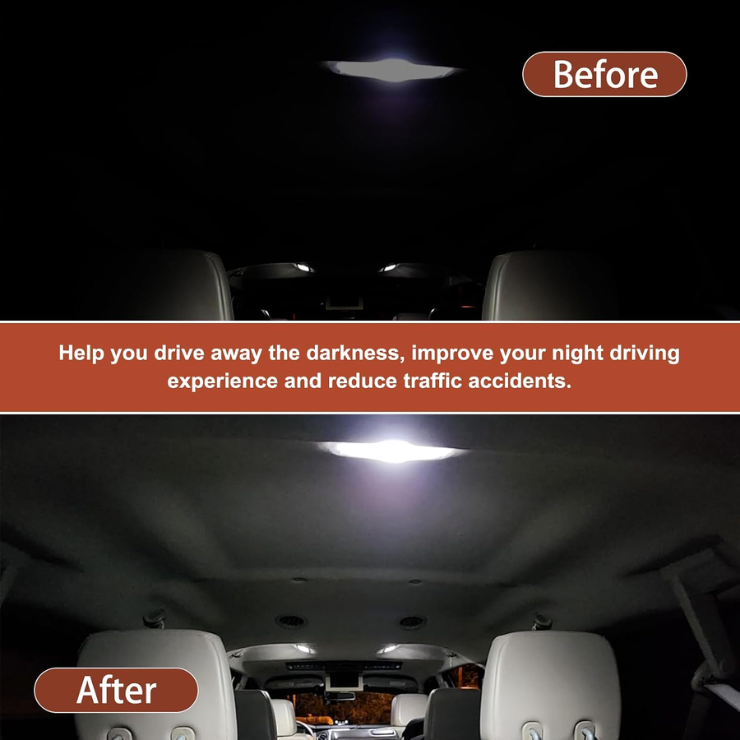 42 Pieces Car LED Dome Interior Light Kits, 28mm 31mm 36mm 41mm BA9S T5 T10 Bulb Kit, Car Dome Map Dash Door Trunk Indicator Light Cargo Door Courtesy License Plate White photo 4
