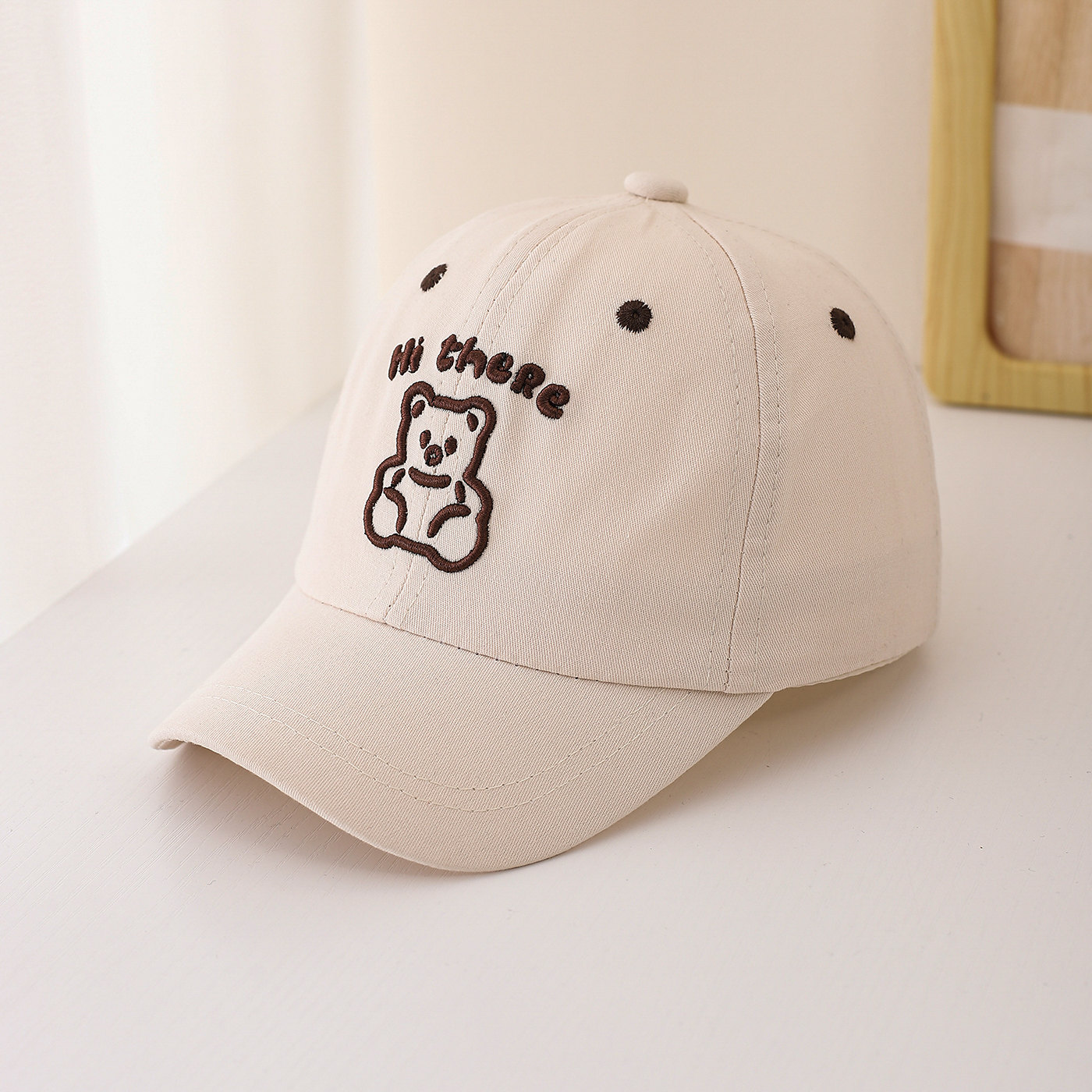 Children's Single-color Cartoon Teddy Bear Letter Embroidery Adjustable Fashionable And Simple Baseball Cap, Suitable For Traveling And Shopping Outside. photo 7