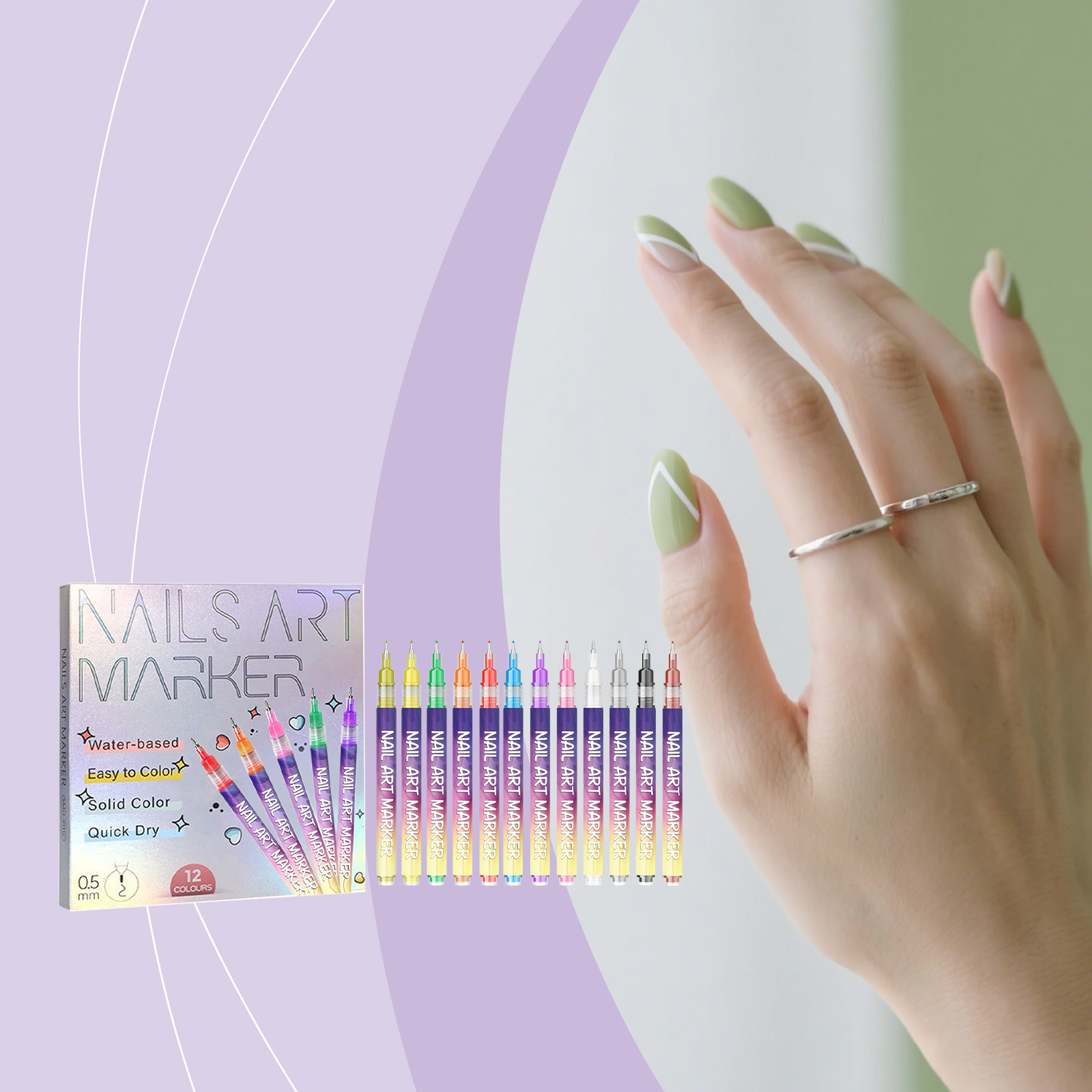 DIY Nail Painting Pen 12pc 1box photo 4