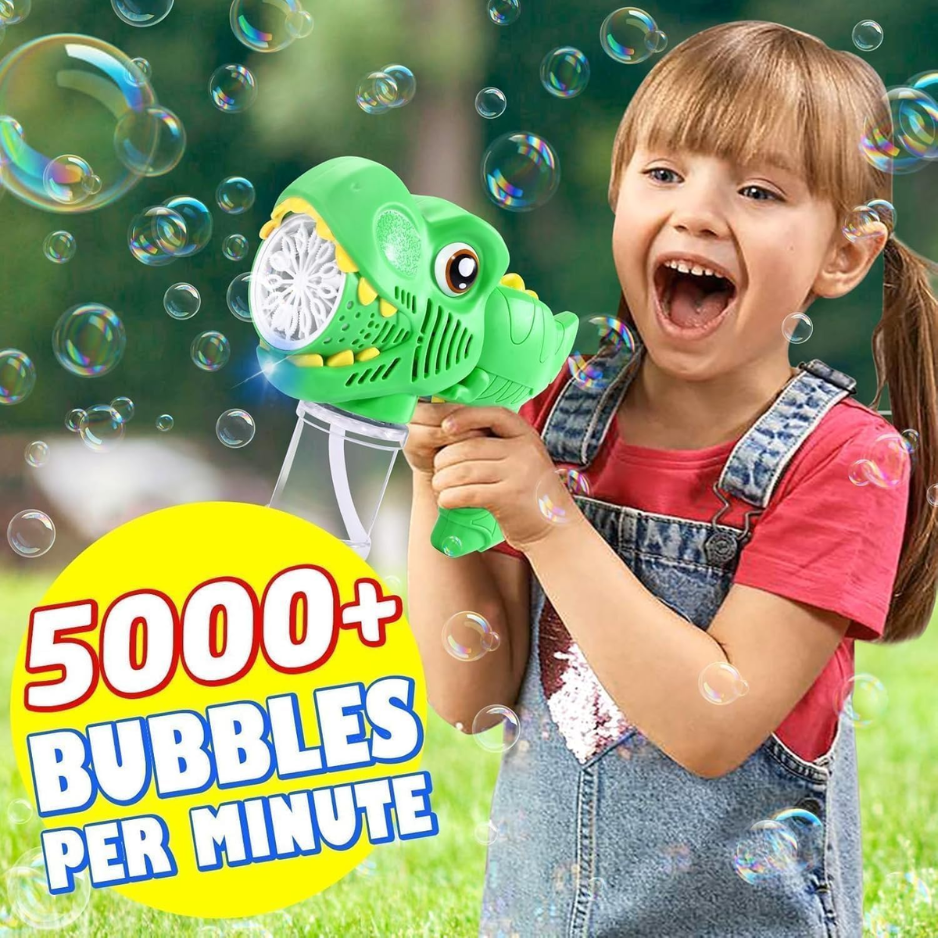 Kids Bubble Gun 2 Pack, Dino Bubble Machine For Boy Girl Toys Gift Automatic 13 Hole With 4 Solutions Bubbles Blower Maker Easter Basket Stuffers photo 5