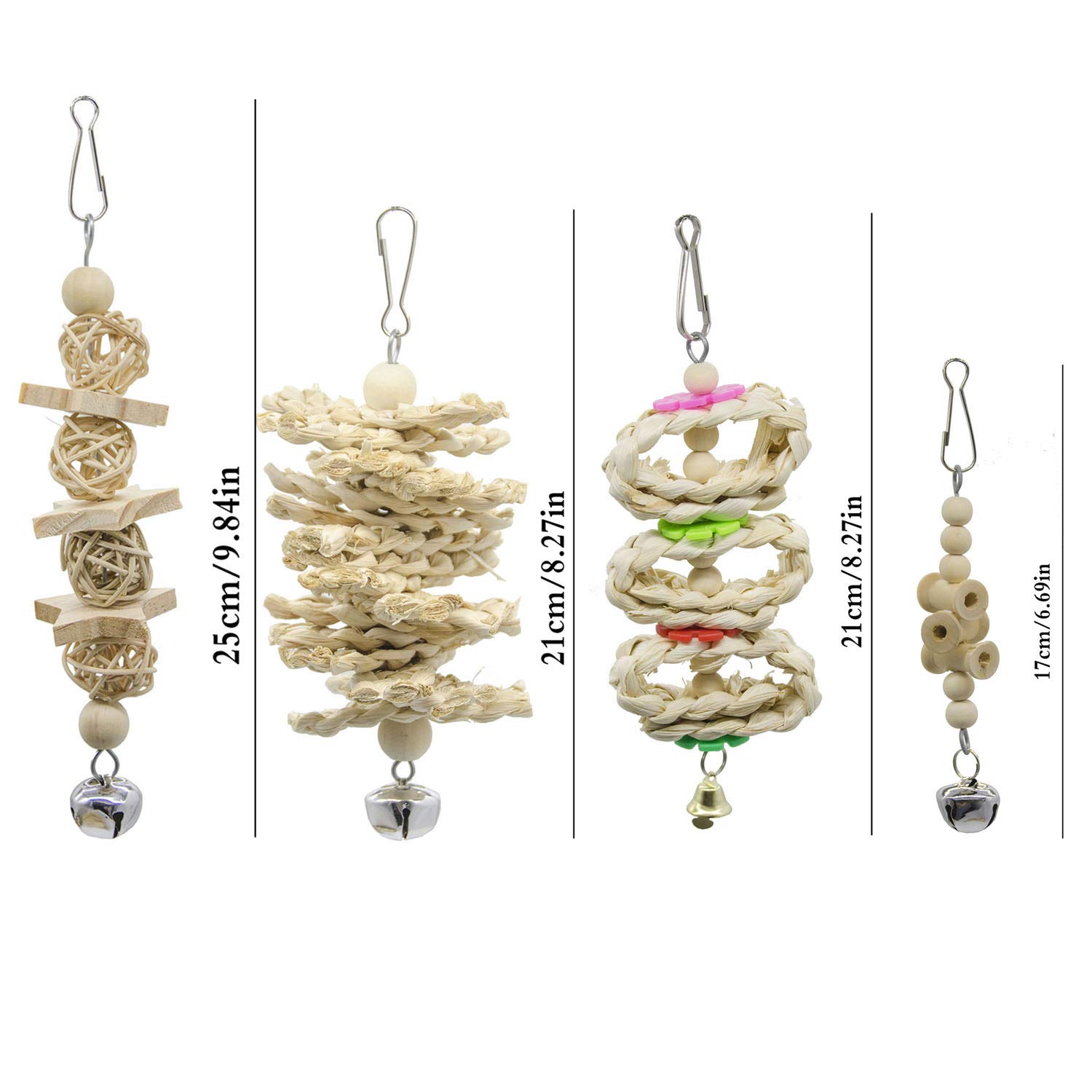 7 Packs Bird Parrot Swing Chewing Toys-Hanging Bell Bird Cage Playing Toys Hanging Rope And Clip Design, Suitable For Small Parakeets, Cockatiels, Conures, Finches,Budgie,Macaws, Parrots, Love Birds photo 4