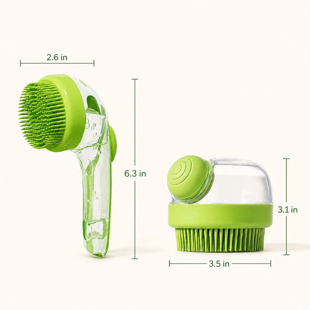 2 Pack Long & Short Handheld Dog Cat Shower Brush With Liquid Dispenser, Soft Silicone Grooming Brush For Pet Bathing & Massage photo 4