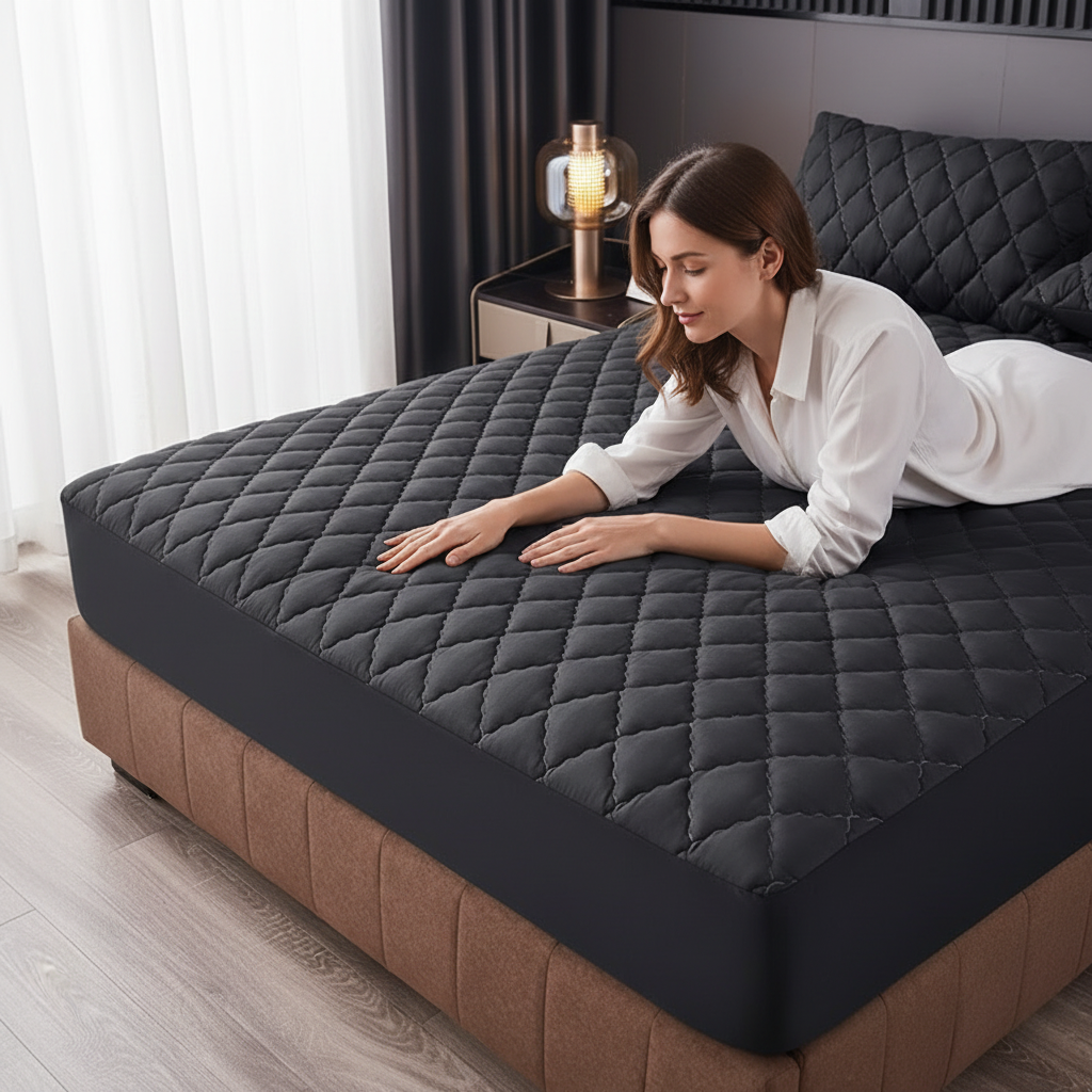 1PC Diamond Quilted Mattress Fitted Sheet, Deep Pocket Stretch Bed Cover For Bedroom photo 1