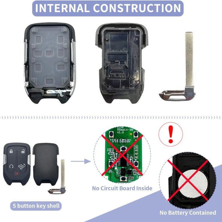 Key Fob Shell Case Replacement Fits For Chevy Silverado GMC Sierra 1500 2500HD 3500HD 5 Button Keyless Entry Remote Control Smart Car Key Fob Cover photo 4