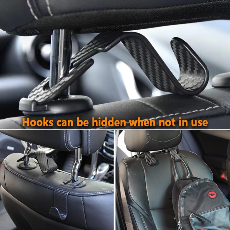Universal Car Headrest Hooks 2 Units, Hidden Seat Hangers For Purses, Bags, Hats, Coats, Umbrellas And Grocery Bags photo 3