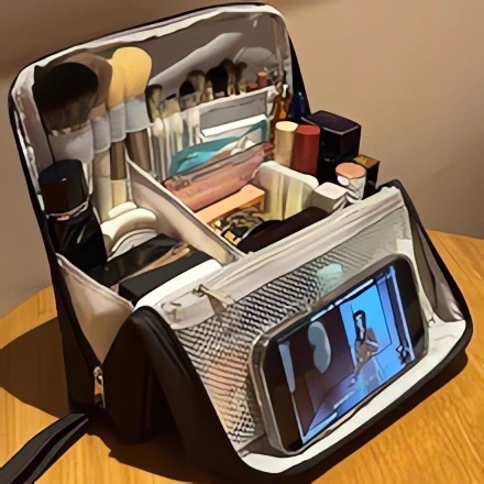 Vertical Cosmetic Bag Magnetic Vertical Large-capacity Portable Travel Cosmetic Toiletry Bag High-value Cosmetic Storage Bag photo 4