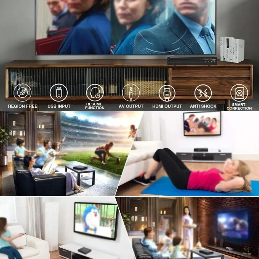 DVD Player Movie Composite Video Multi Region HD 1080p W&Remote RCA Cable photo 2