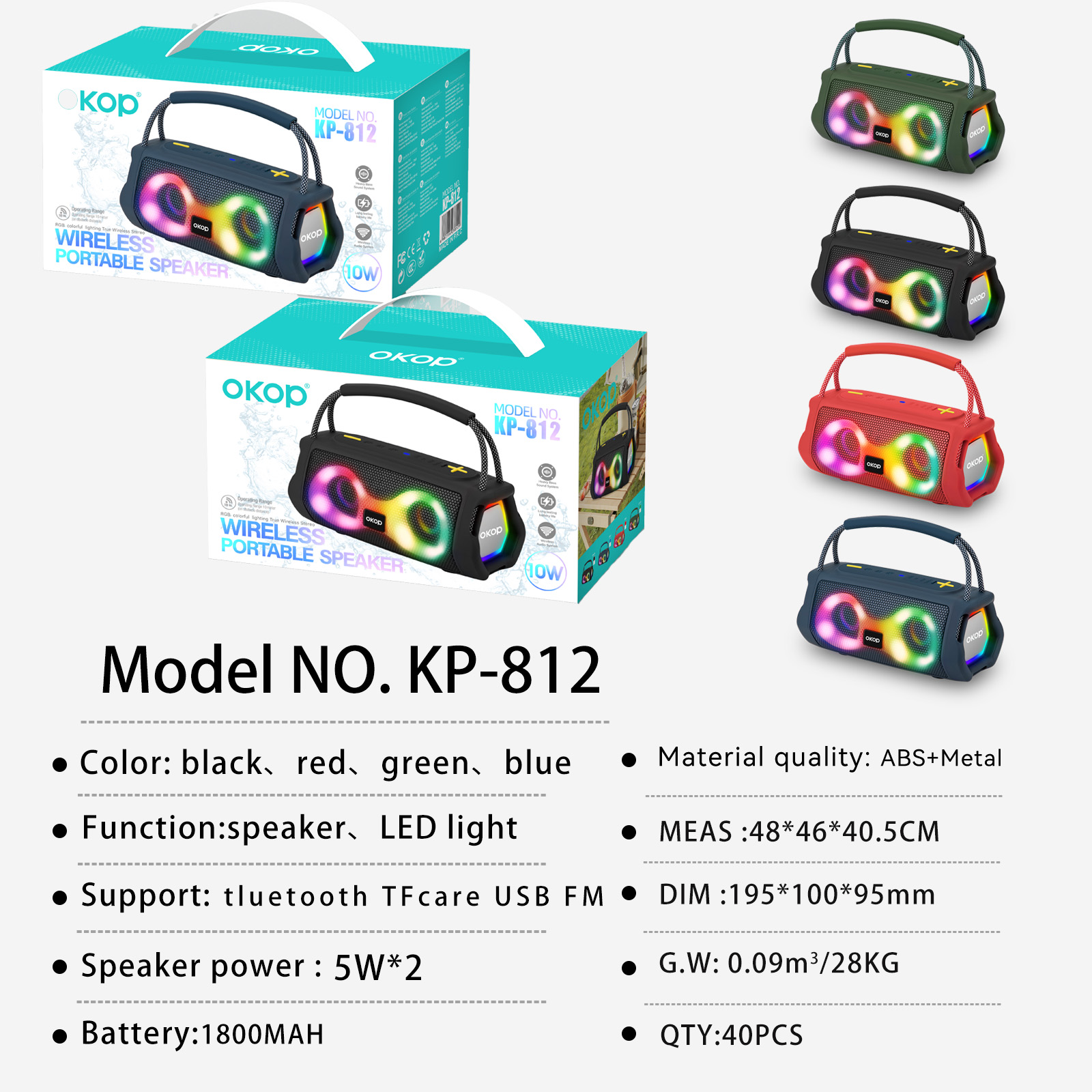KP-812 Best-Selling Portable Wireless Bluetooth Speaker With Handle RGB Lighting And Outdoor Party Capability Factory Stock Available photo 4