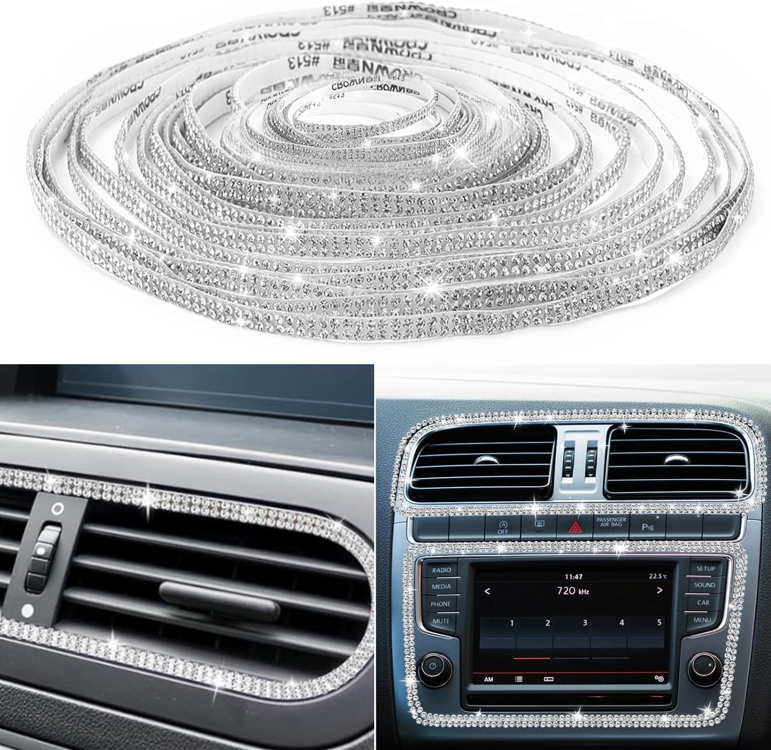 2-piece Car Interior Kit With Shiny Butterfly Net Rhinestone Stickers And 1-piece Bling Self-adhesive Car Decals photo 4