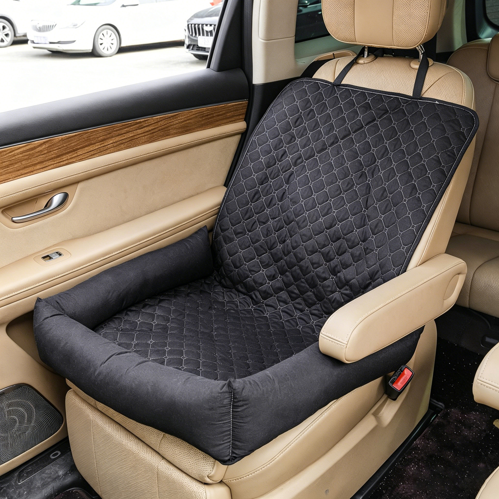 Dog Car Seat For Small Medium Dogs, Pet Front Seat Protector, Black Waterproof & Scratch-Proof Dog Car Seat Cover Booster Sofa, Non-Slip Portable Travel Safety Pet Carrier Bed For Car Truck SUV photo 4