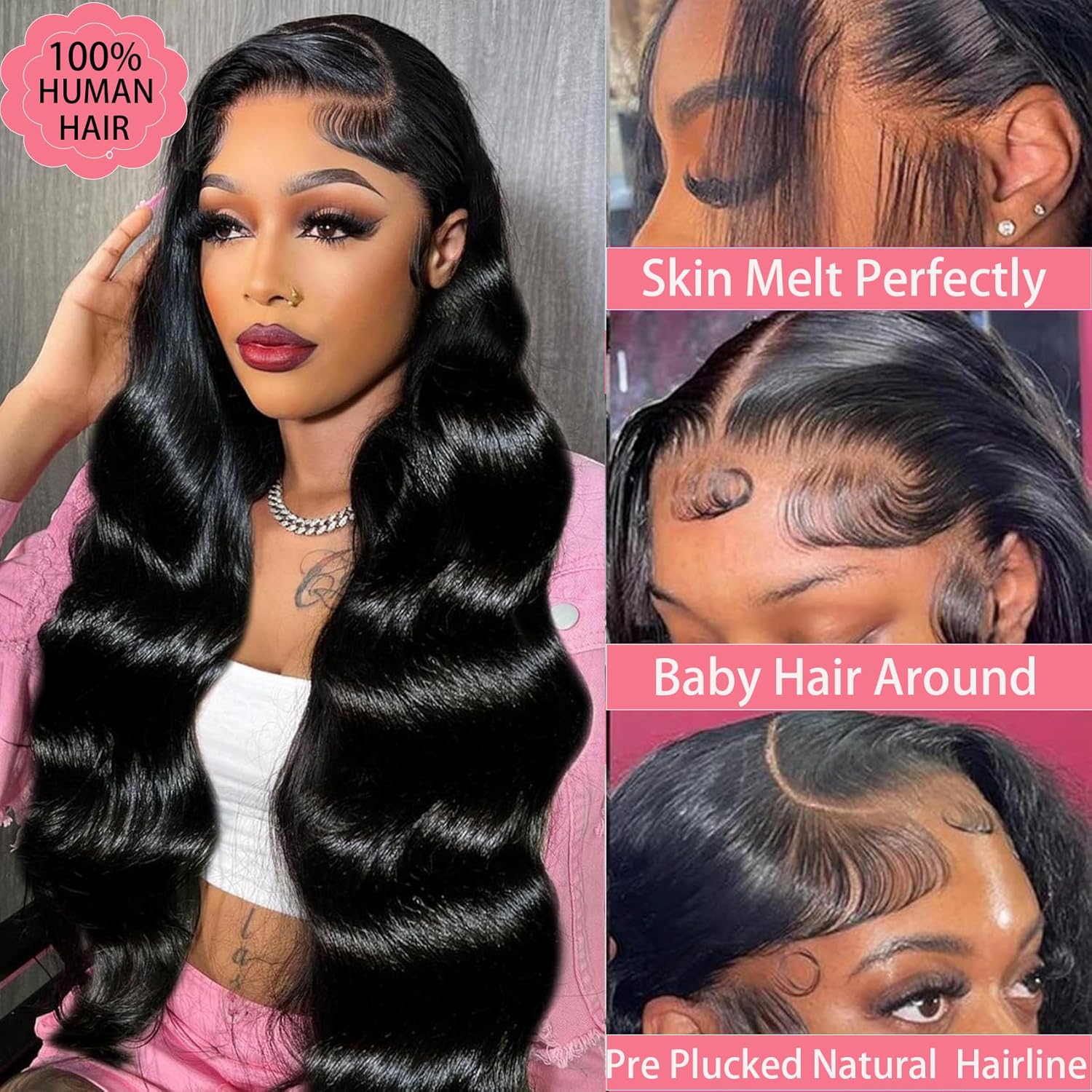 13x4 Lace Front Human Hair Wig Body Wave, Natural Color, Density photo 5