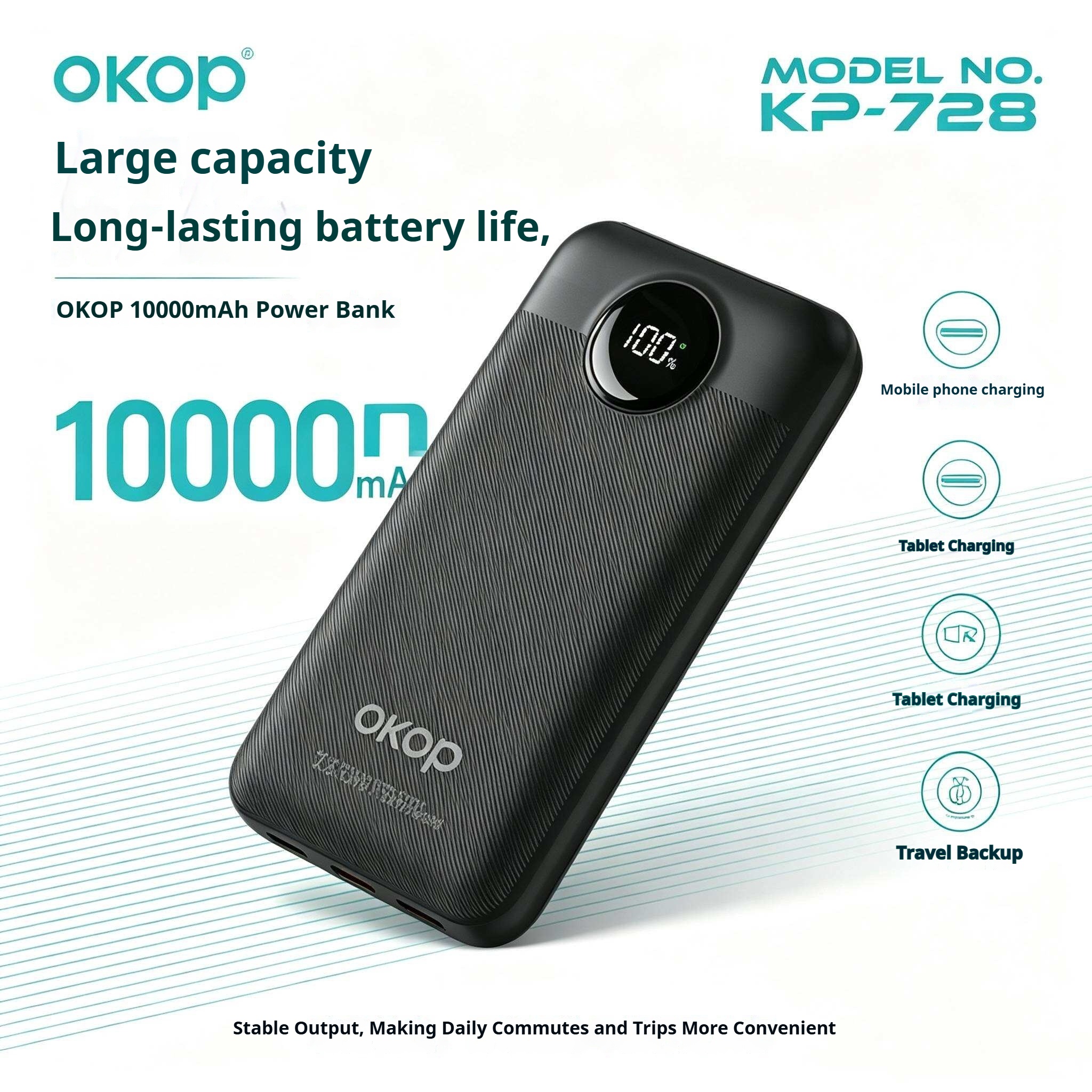 KP-728 Best-selling 10,000mAh High-capacity Power Bank With Digital Display Lightweight Portable And In-stock At The Factory photo 7