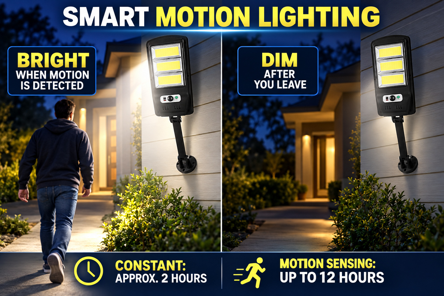 Solar Powered Rechargeable Motion Sensor Waterproof LED Work Light 20W 1500mAh For W756 3 Street photo 3